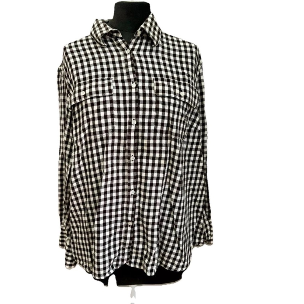 Lauren Ralph Lauren Women’s Brown White plaid button down shirt cotton SZ 1X